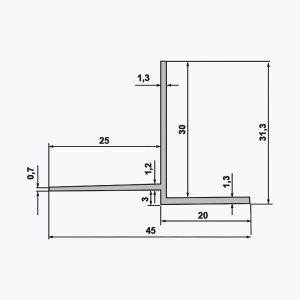 TEMPOLISTEL® B105 Transition profile for gypsum plasterboard false ceiling junction and demountable with one side to be plastered - Image 2